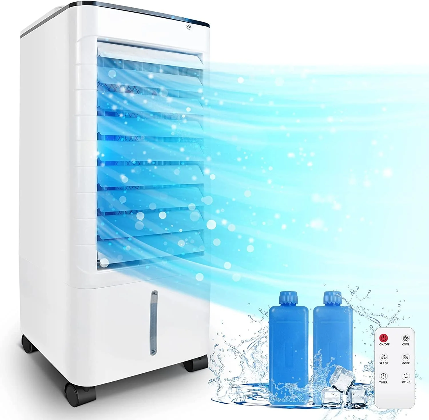 Caynel 3-in-1 Evaporative Portable Air Cooler Fan/ Humidifier with 12H Timer& Remote Control, 110v