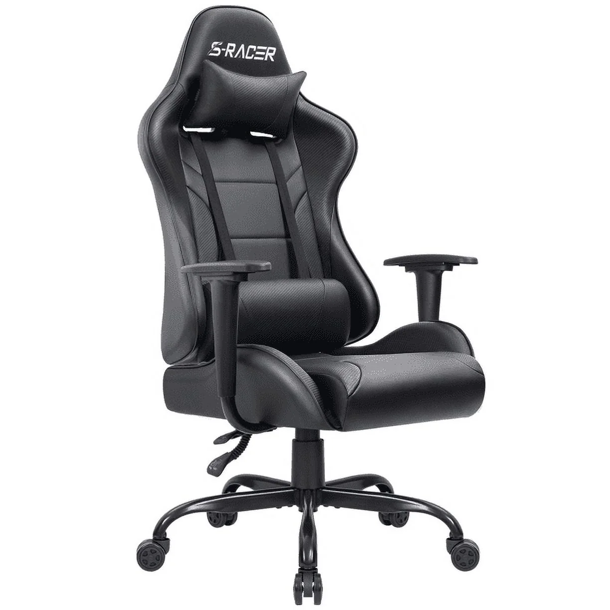 Homall Gaming Chair Office Chair High Back Racing Computer Chair PU Leather Adjustable Seat Height Swivel Chair Ergonomic Executive Chair with Headrest, Black